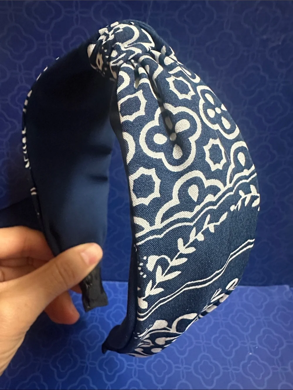 Navy Floral Knot Headband